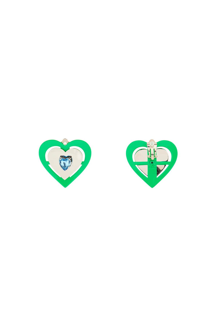 'Green Neon Heart' Clip On Earrings - Saf Safu - Women