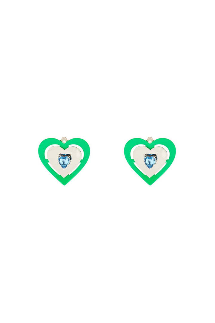 'Green Neon Heart' Clip On Earrings - Saf Safu - Women