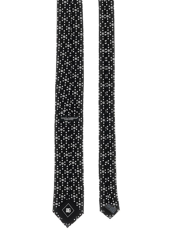 Logo Print Tie Ties, Papillon White/Black