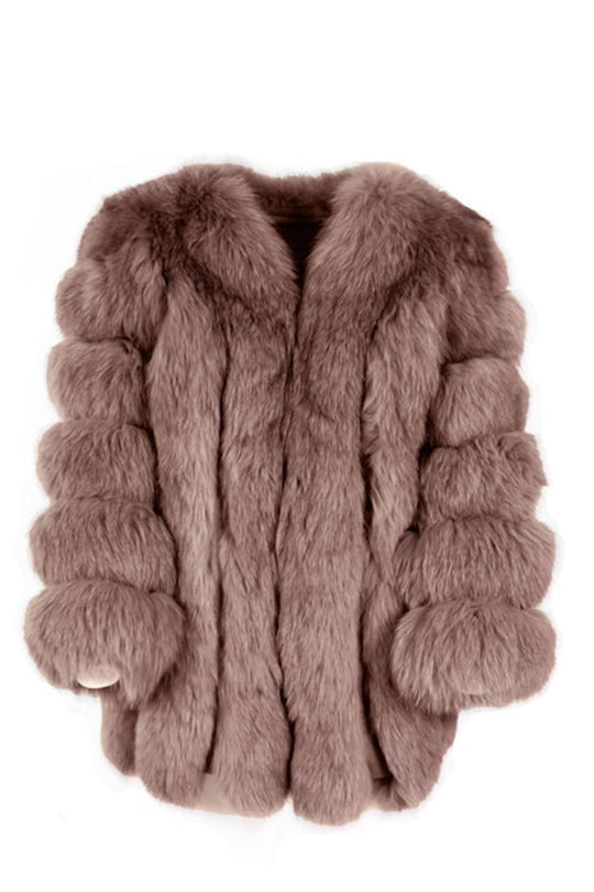 Paris Brown Jacket in Fox Fur