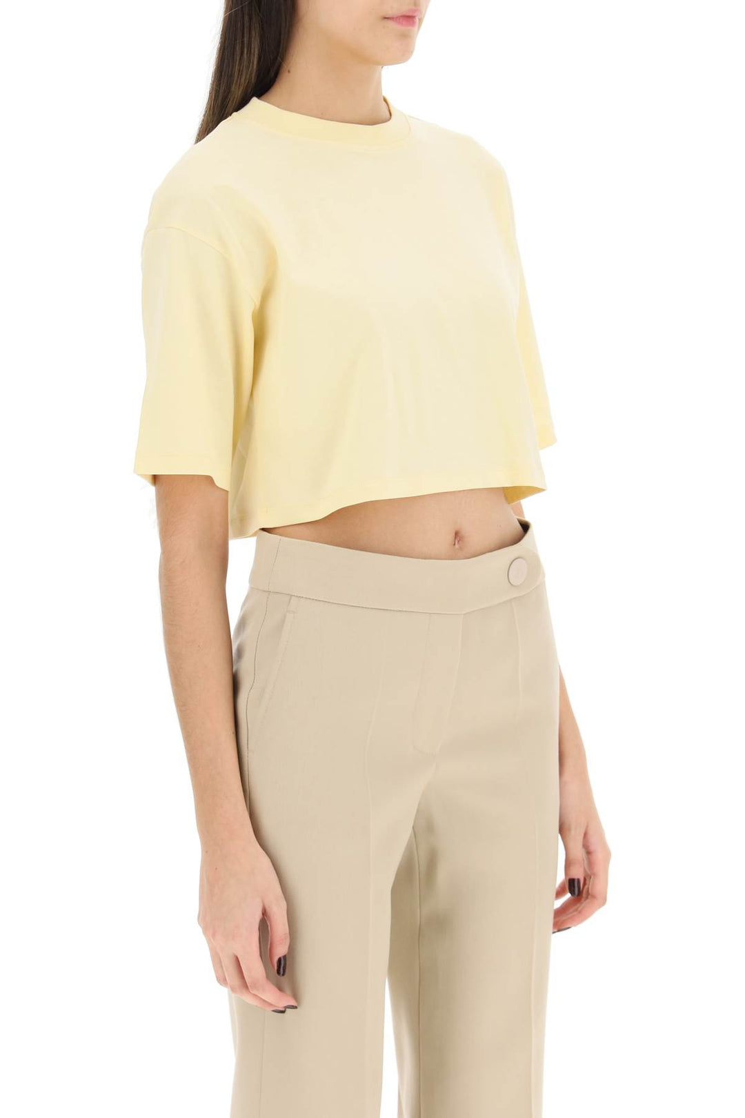 'Gupo' Mercerized Cotton Cropped T Shirt - Loulou Studio - Women