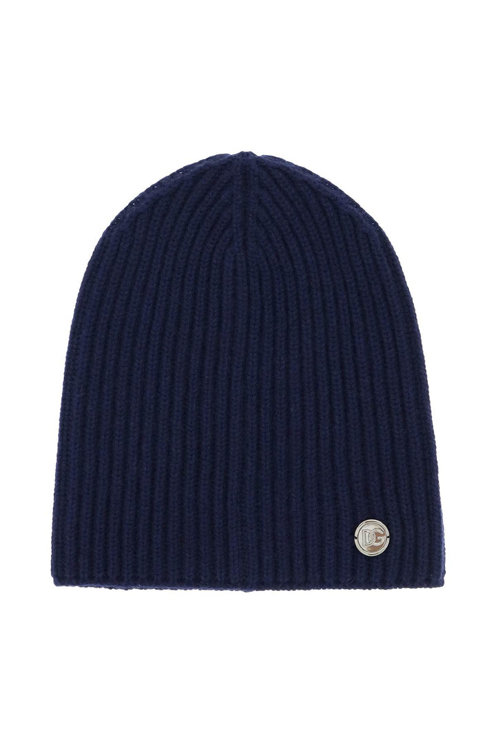 Cashmere Beanie Hat With Logo Medal - Dolce & Gabbana - Men