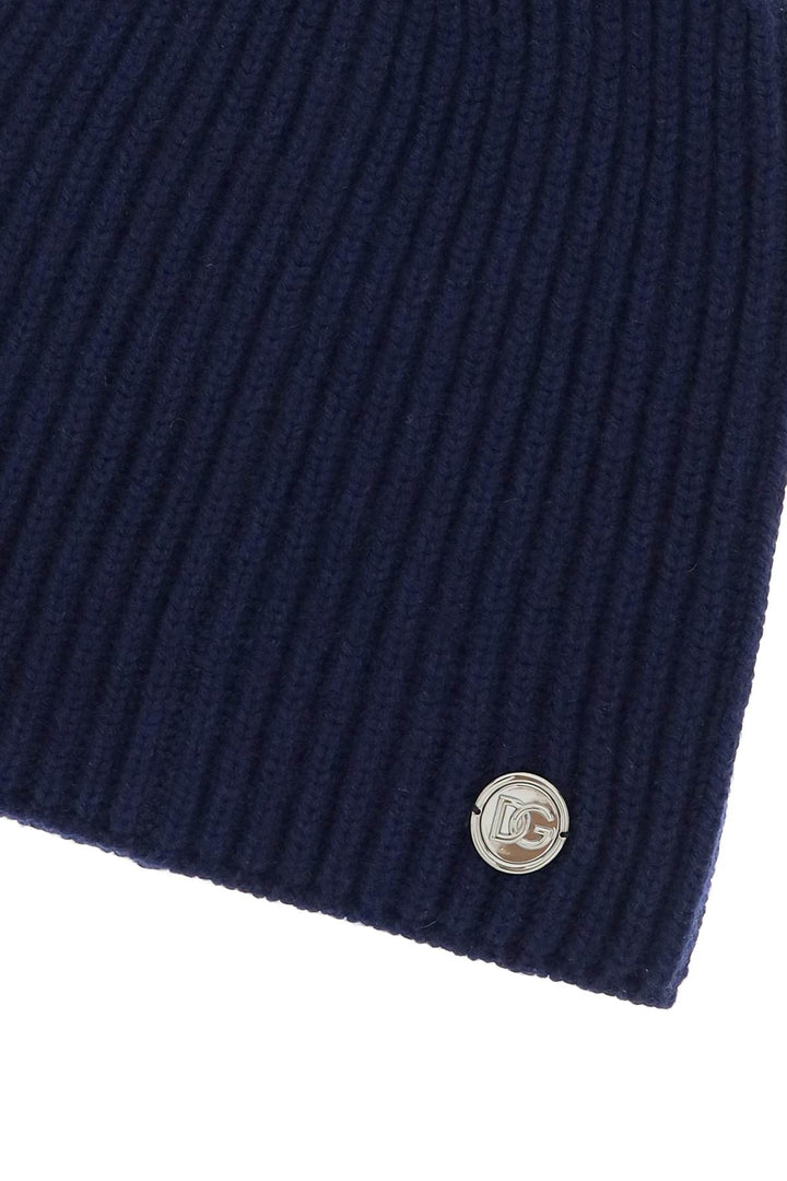 Cashmere Beanie Hat With Logo Medal - Dolce & Gabbana - Men