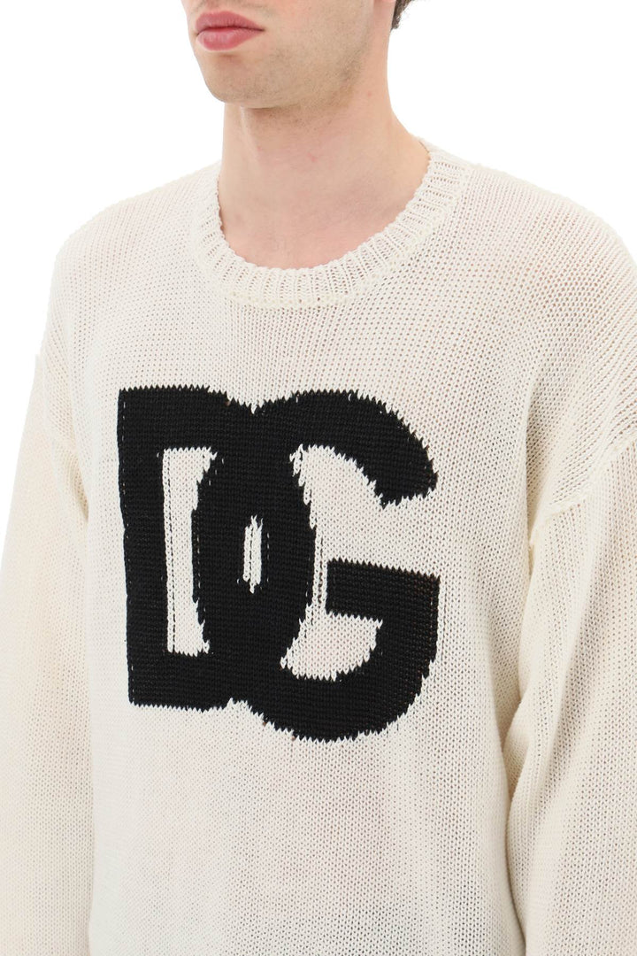 Crewneck Pullover With Jacquard Logo - Dolce & Gabbana - Men