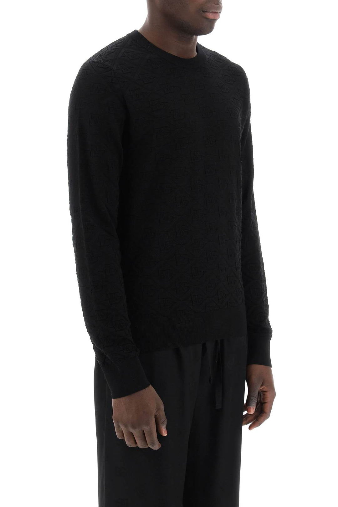 Dg Jacquard Silk Sweater - Dolce & Gabbana - Men