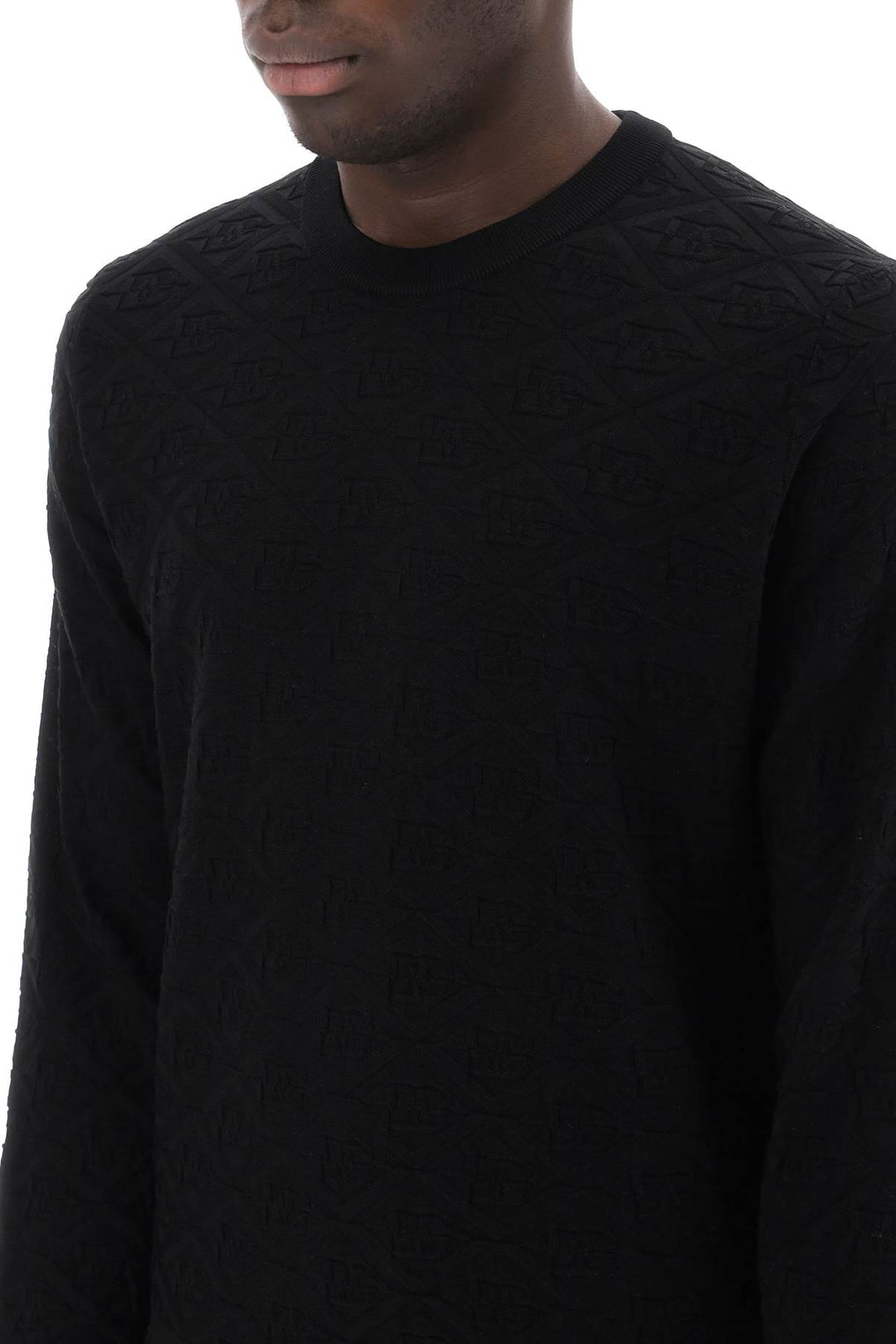 Dg Jacquard Silk Sweater - Dolce & Gabbana - Men