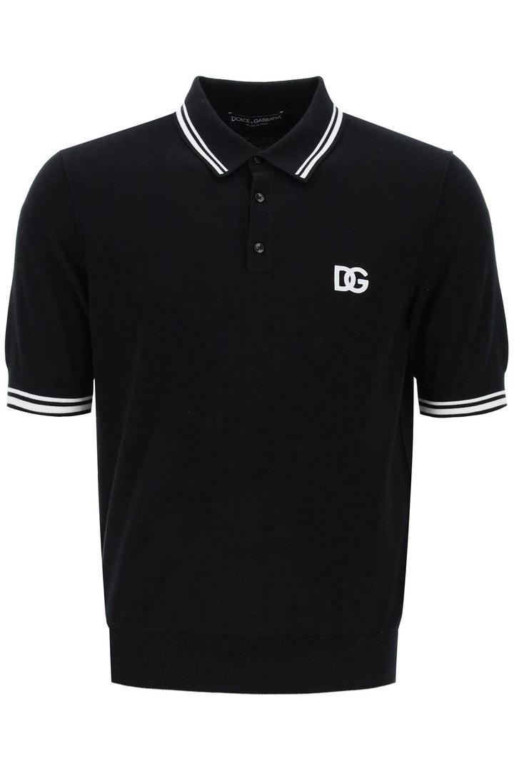 Polo In Maglia Di Cotone Con Logo Dg - Dolce & Gabbana - Men