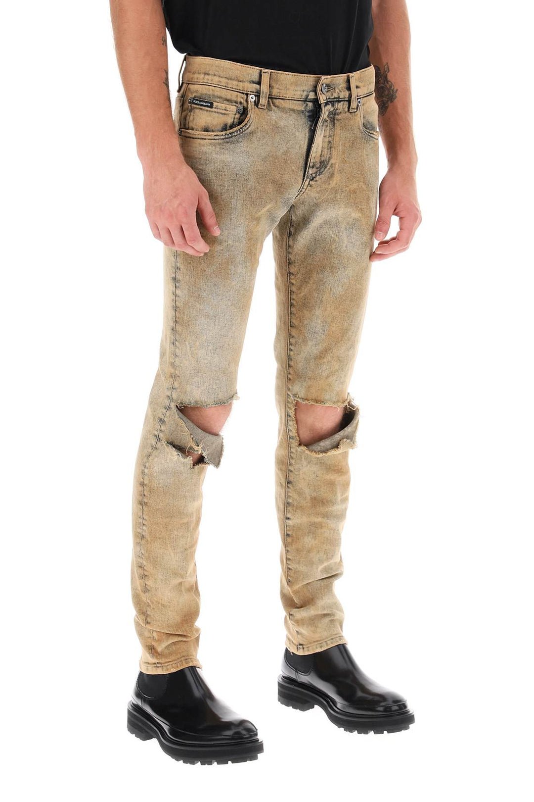 Skinny Jeans In Overdyed Denim - Dolce & Gabbana - Men