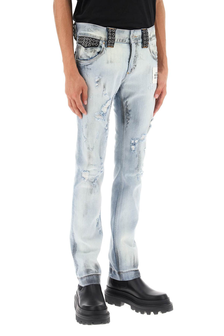 Re Edition Jeans With Leather Detailing - Dolce & Gabbana - Men