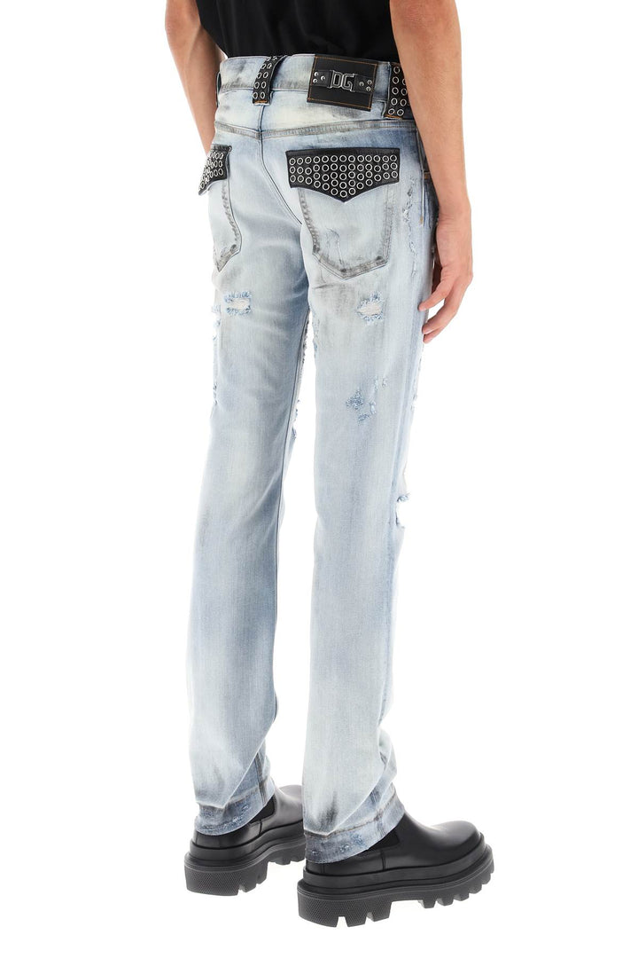 Re Edition Jeans With Leather Detailing - Dolce & Gabbana - Men