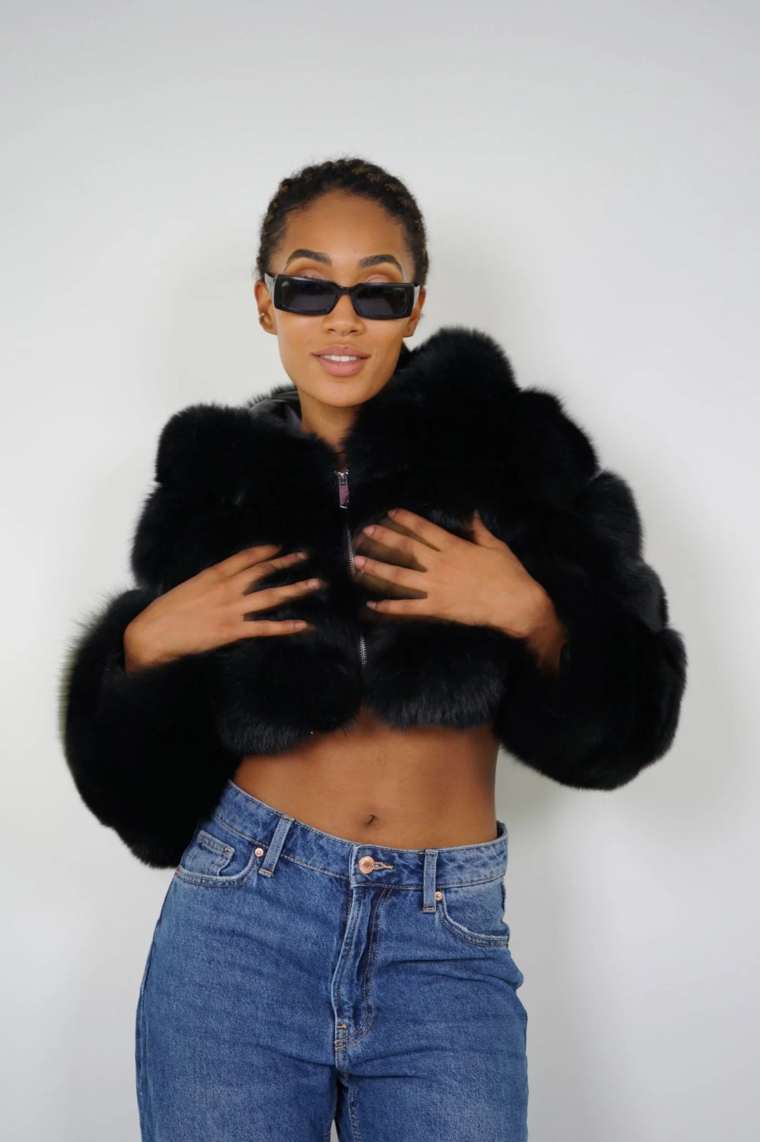 Amira Black Fox Fur Jacket