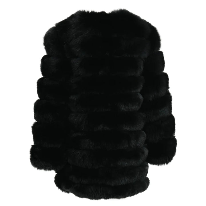 Jacket Double in Black Fur with Removable Sleeves