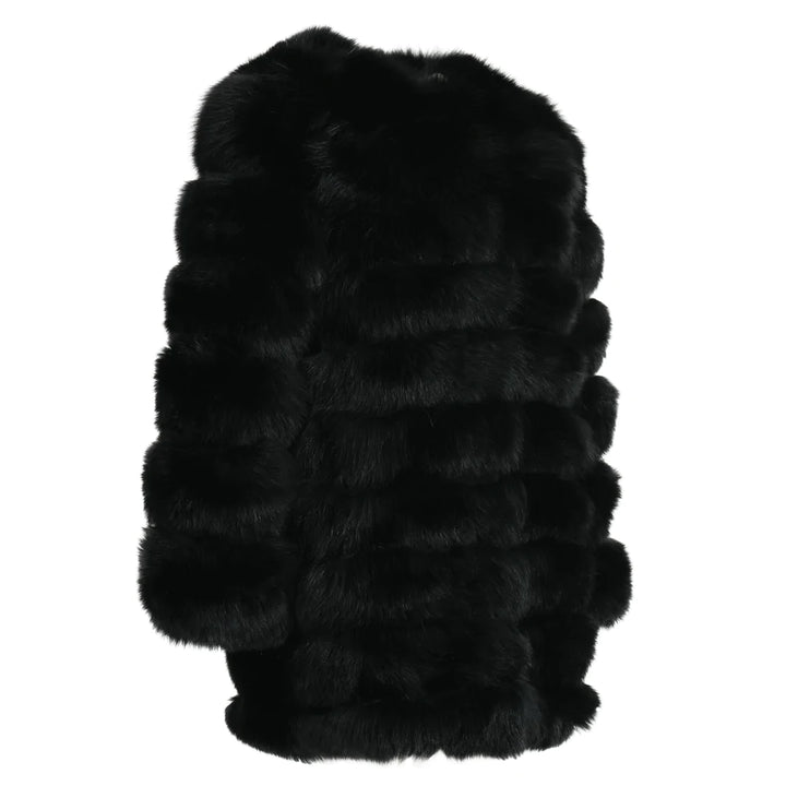 Jacket Double in Black Fur with Removable Sleeves