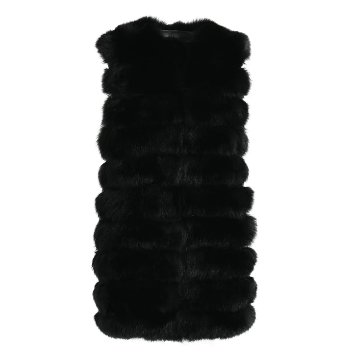 Jacket Double in Black Fur with Removable Sleeves