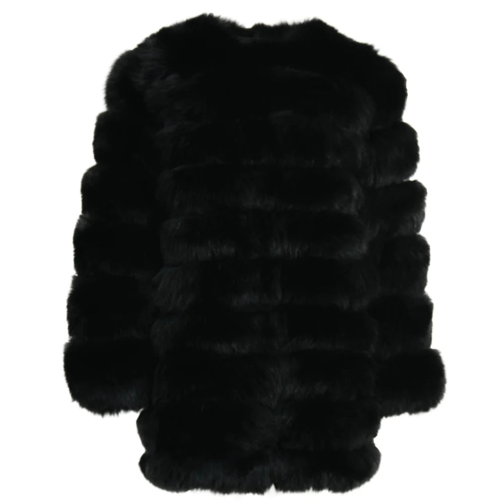 Jacket Double in Black Fur with Removable Sleeves