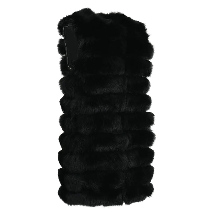 Jacket Double in Black Fur with Removable Sleeves