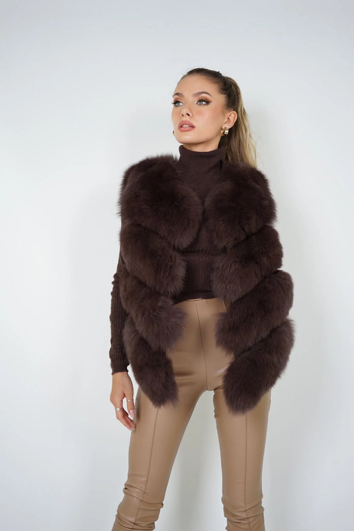 Ami Brown Fox Fur Vest