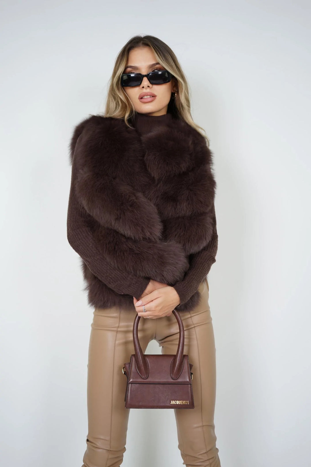 Ami Brown Fox Fur Vest