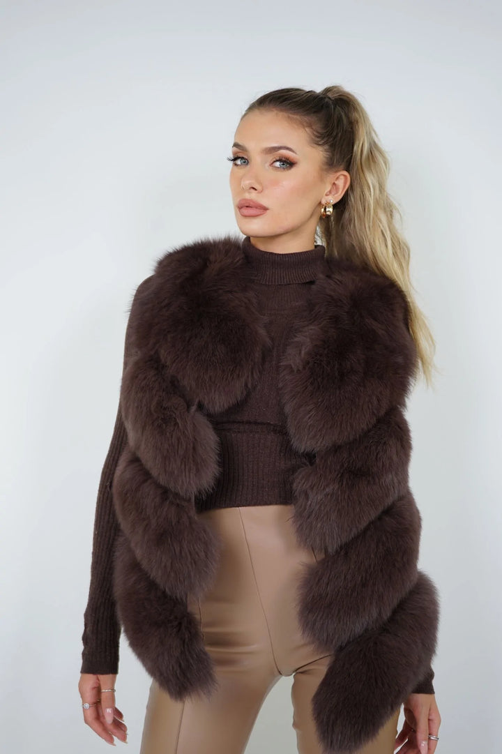 Ami Brown Fox Fur Vest