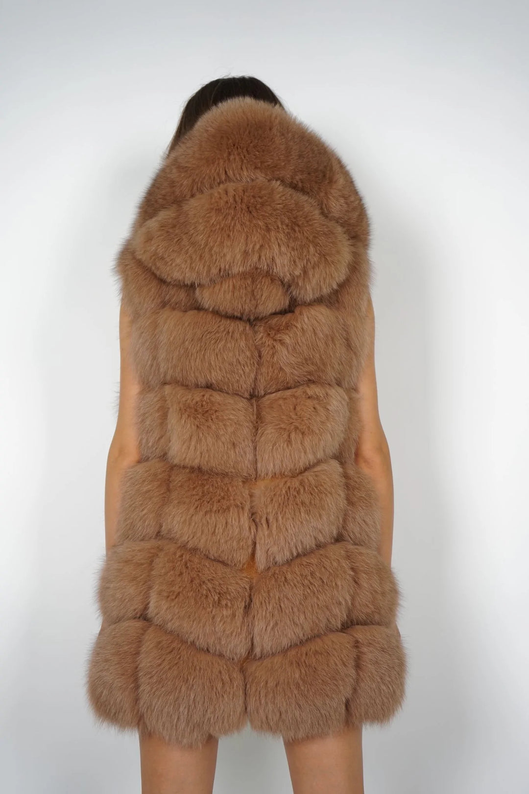 Poppy Camel Vest in Fox Fur