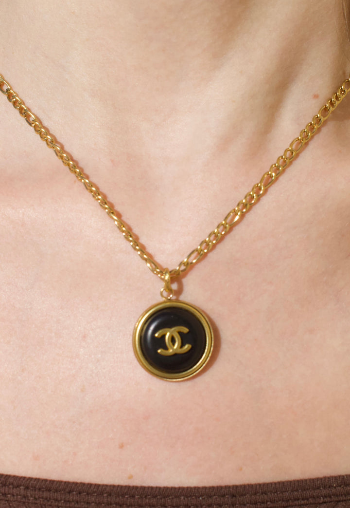 Gold Necklace with Chanel Button