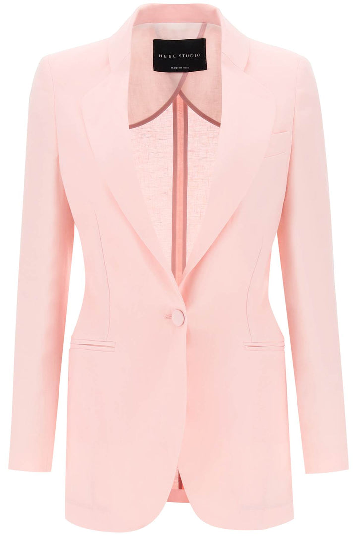 Single Breasted Blazer In Linen - Hebe Studio - Women