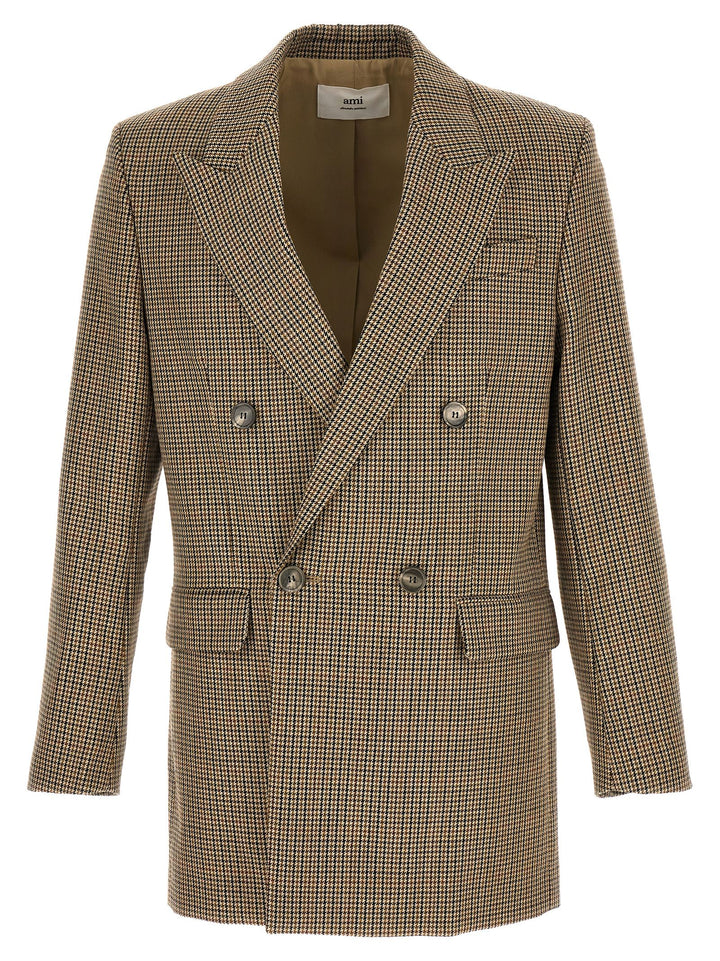 Houndstooth Blazer Jackets Beige