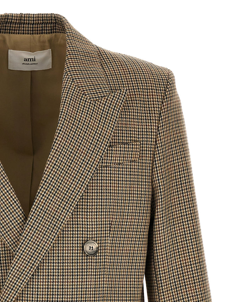 Houndstooth Blazer Jackets Beige