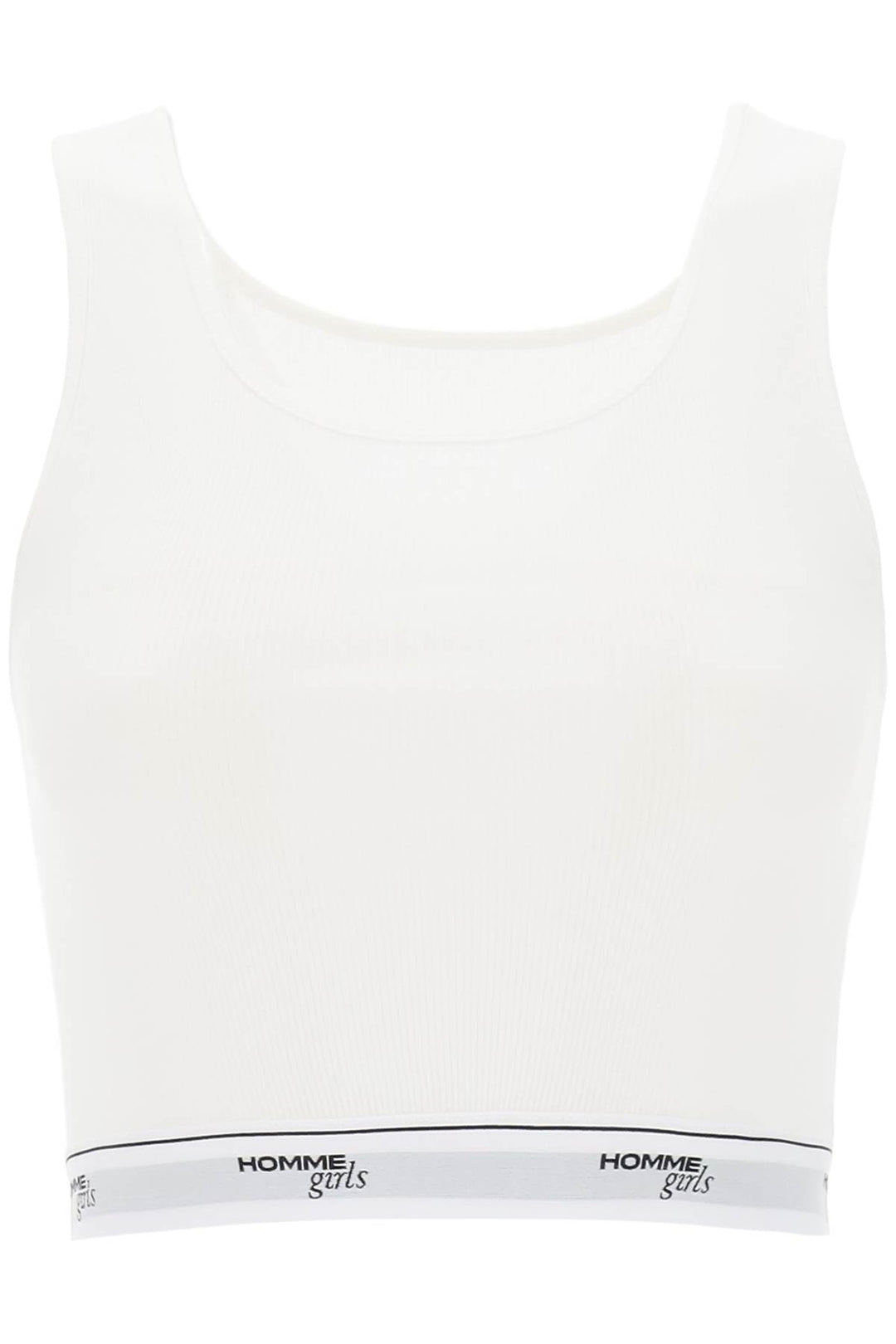 Cotton Crop Top With Logo Band - Homme Girls - Women