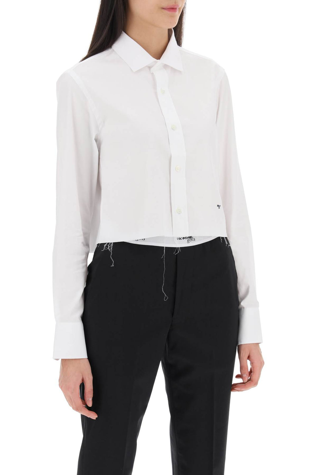 Cotton Twill Cropped Shirt - Homme Girls - Women