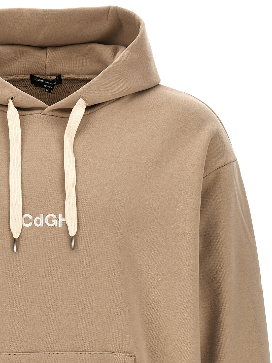 Logo Embroidery Hoodie Sweatshirt Beige