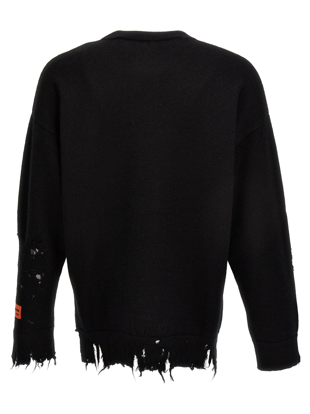 Shredded Knit Sweater Sweatshirt Black