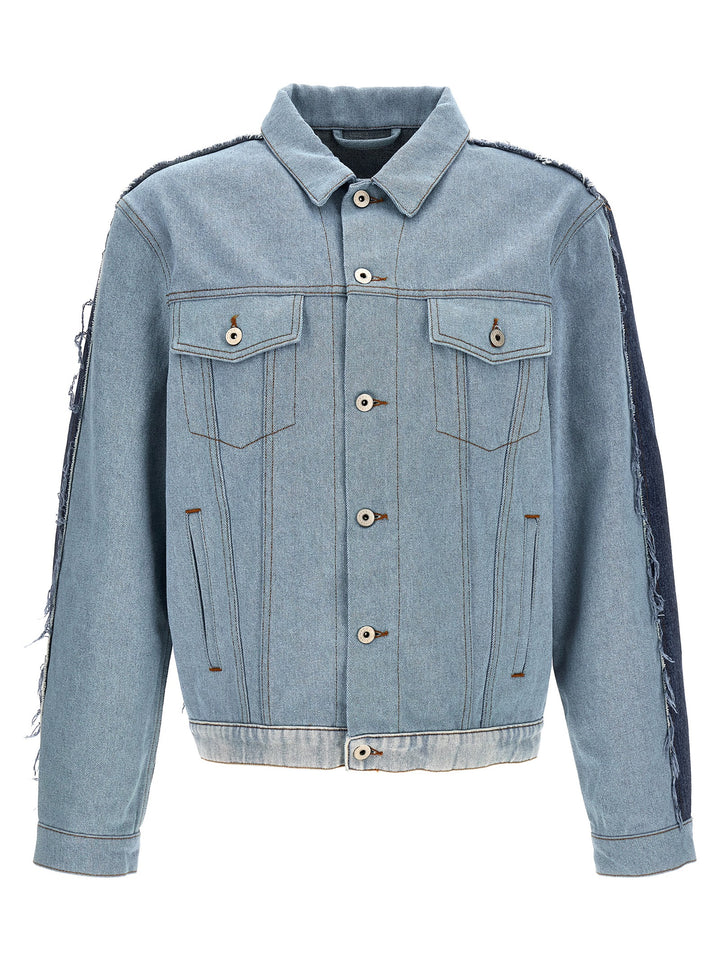 Patchwork Denim Jacket Casual Jackets, Parka Light Blue