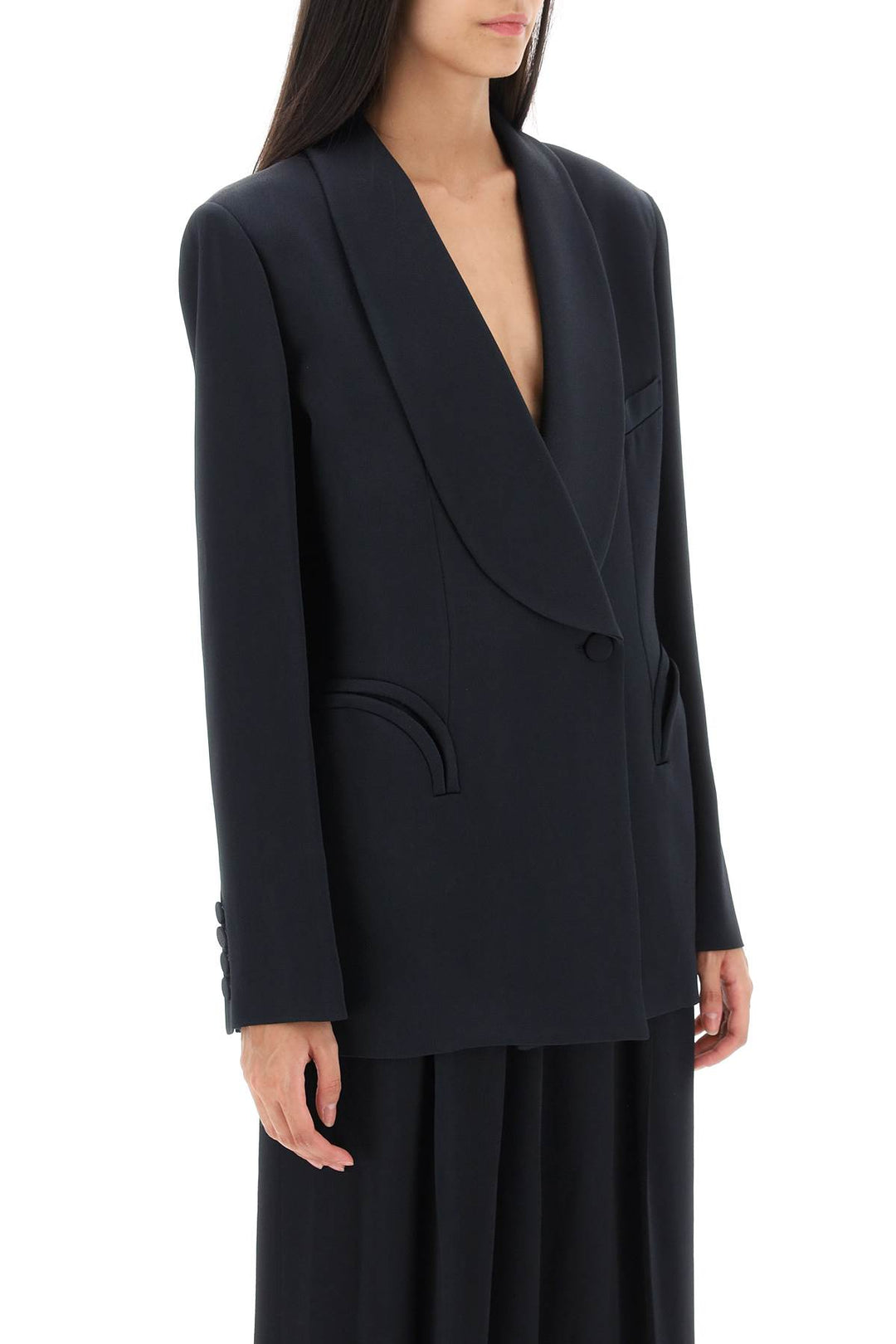 'Heart Smoking Novalis' Double Breasted Blazer In Crepe Satin - Blazé Milano - Women