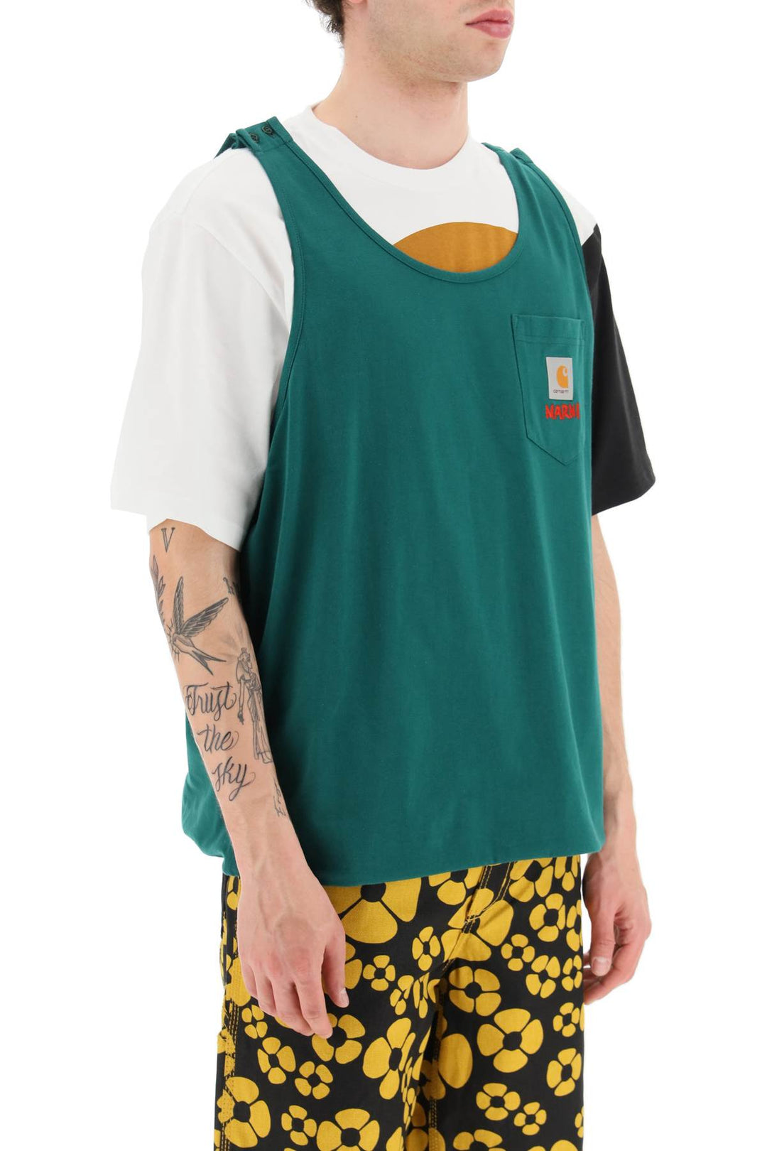 T Shirt With Sewn In Tank Top - Marni X Carhartt - Men