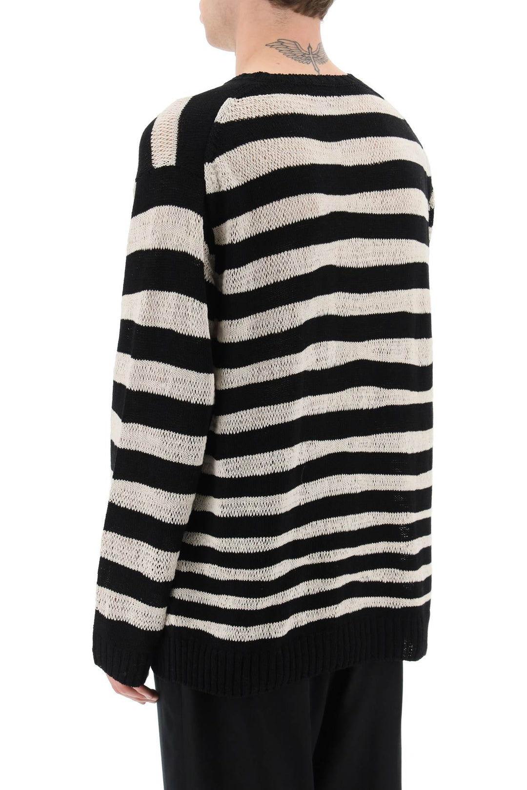 Striped Pure Cotton Sweater - Yohji Yamamoto - Men