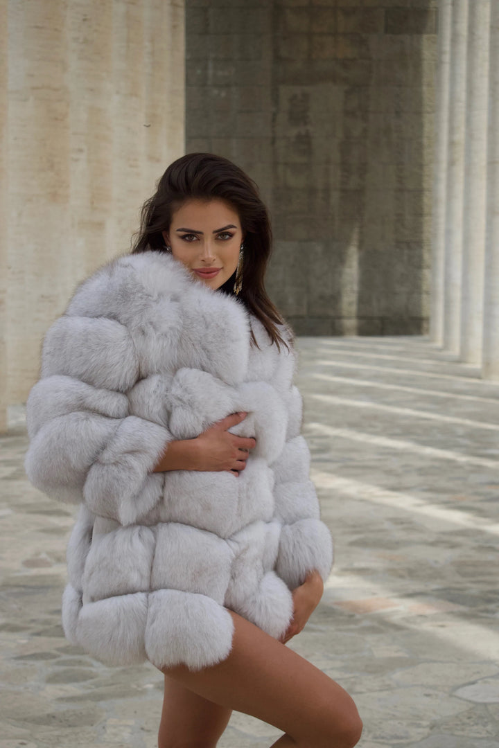 Classic Camel Fox Fur Jacket