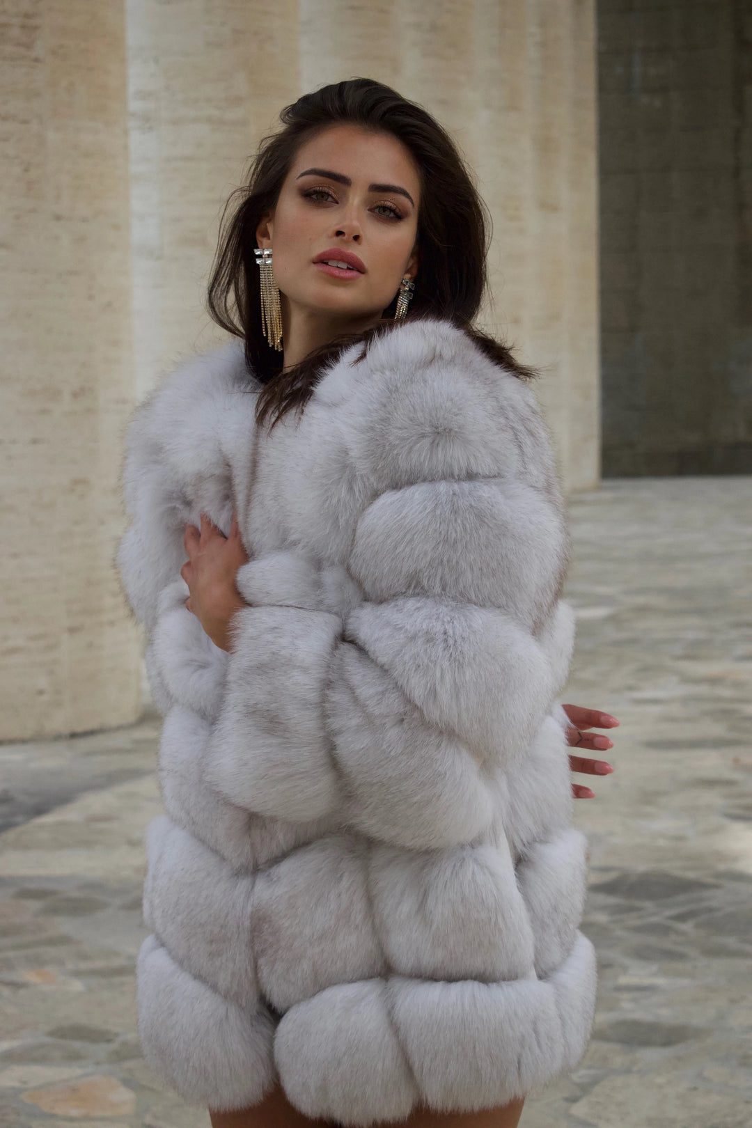 Classic Camel Fox Fur Jacket