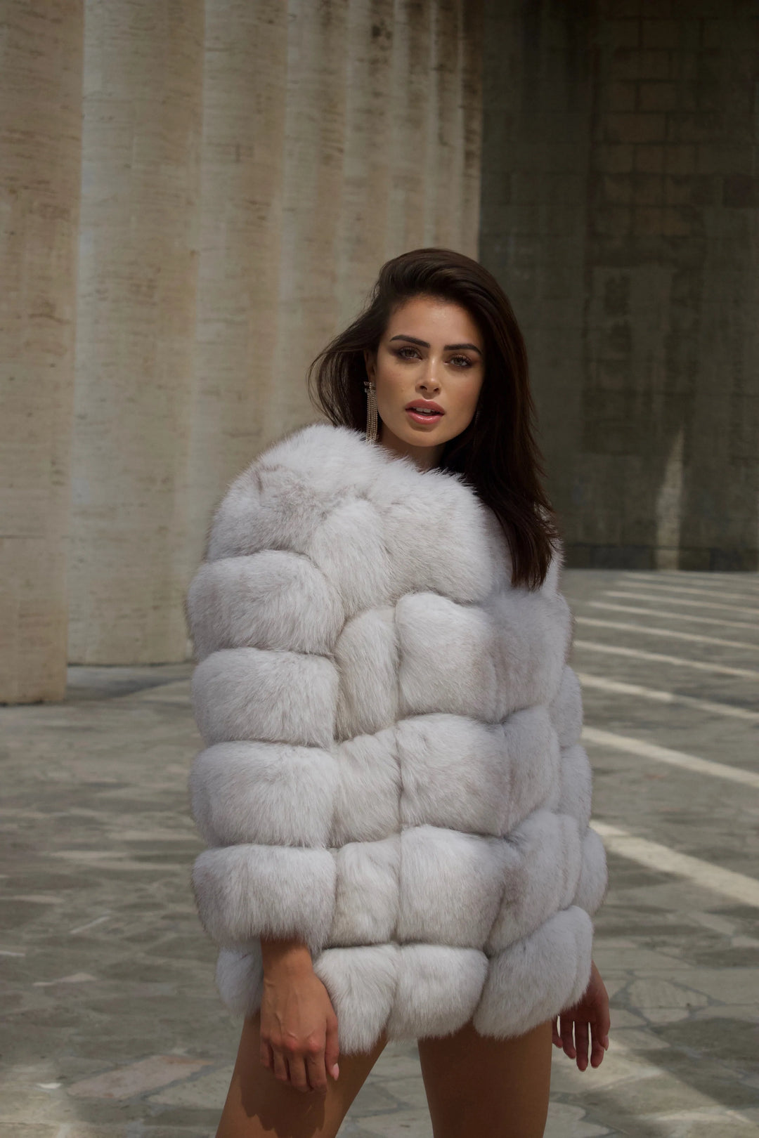 Classic Camel Fox Fur Jacket