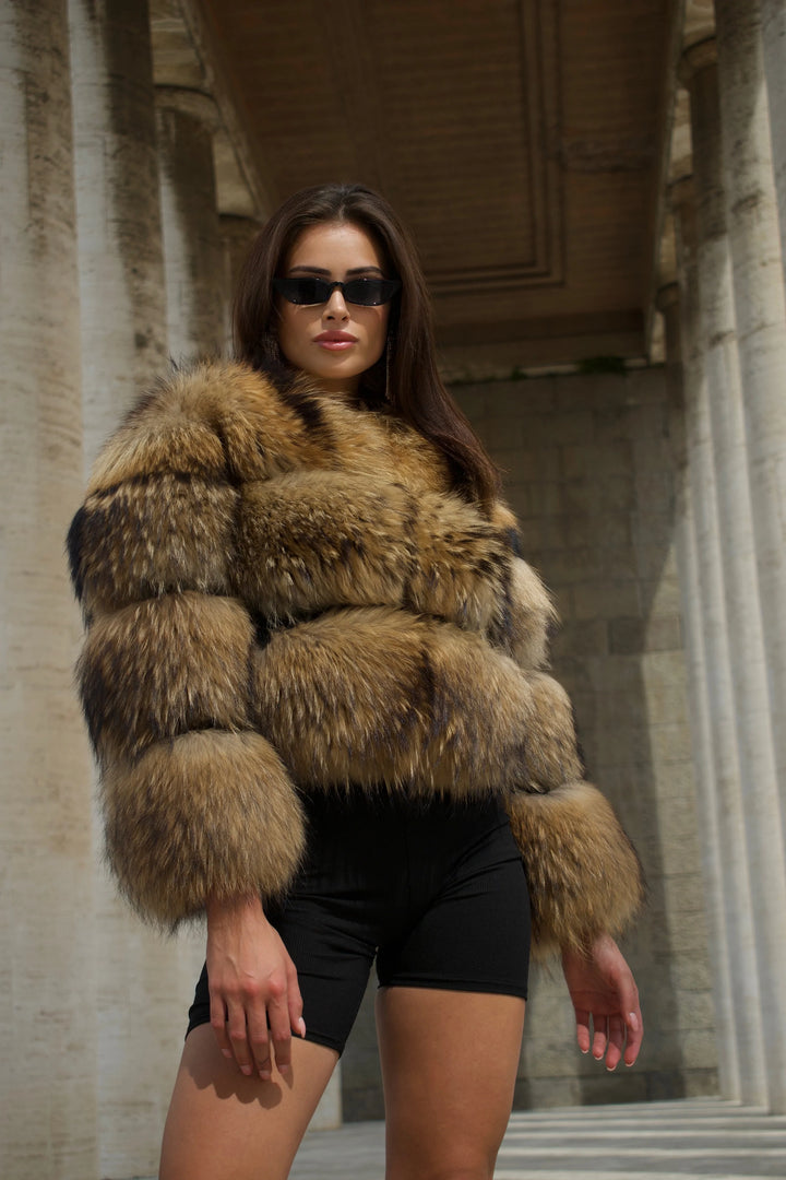 Raton Beige Jacket in Raccoon Fur