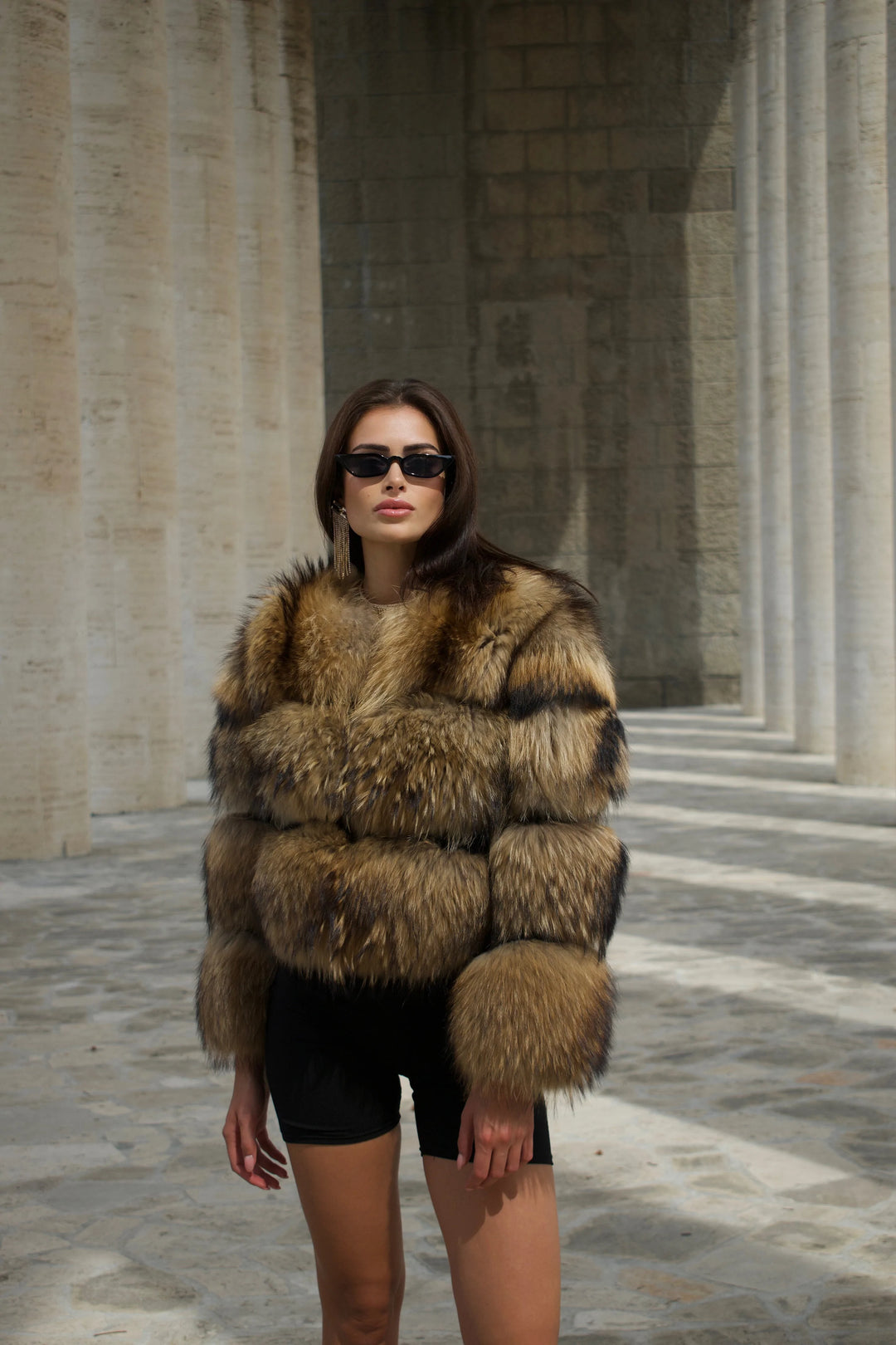 Raton Beige Jacket in Raccoon Fur