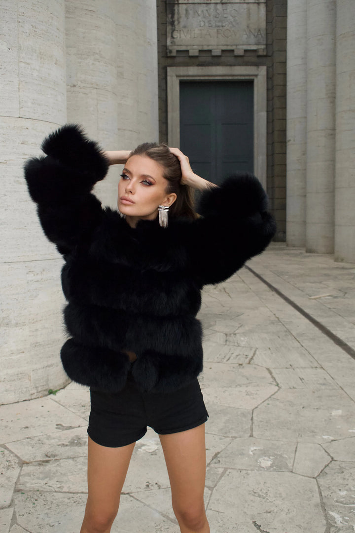 Rouge Black Fox Fur Jacket