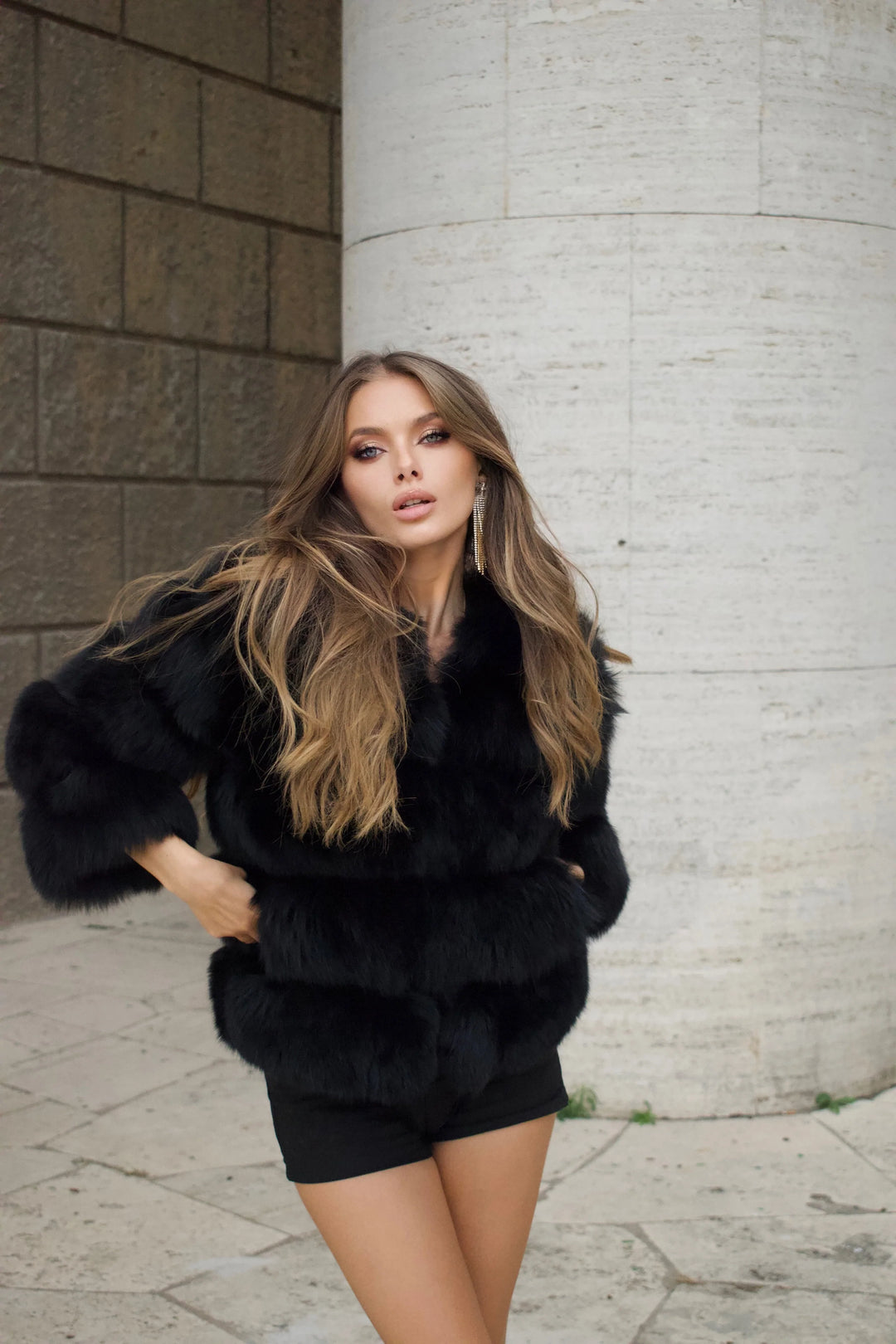 Rouge Black Fox Fur Jacket