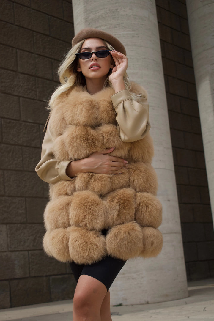 Classy Grey Vest in Fox Fur