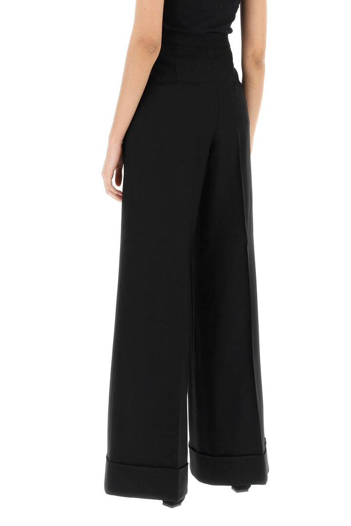 Cuffed Palazzo Trousers In Wool Gabardine - Moschino - Women