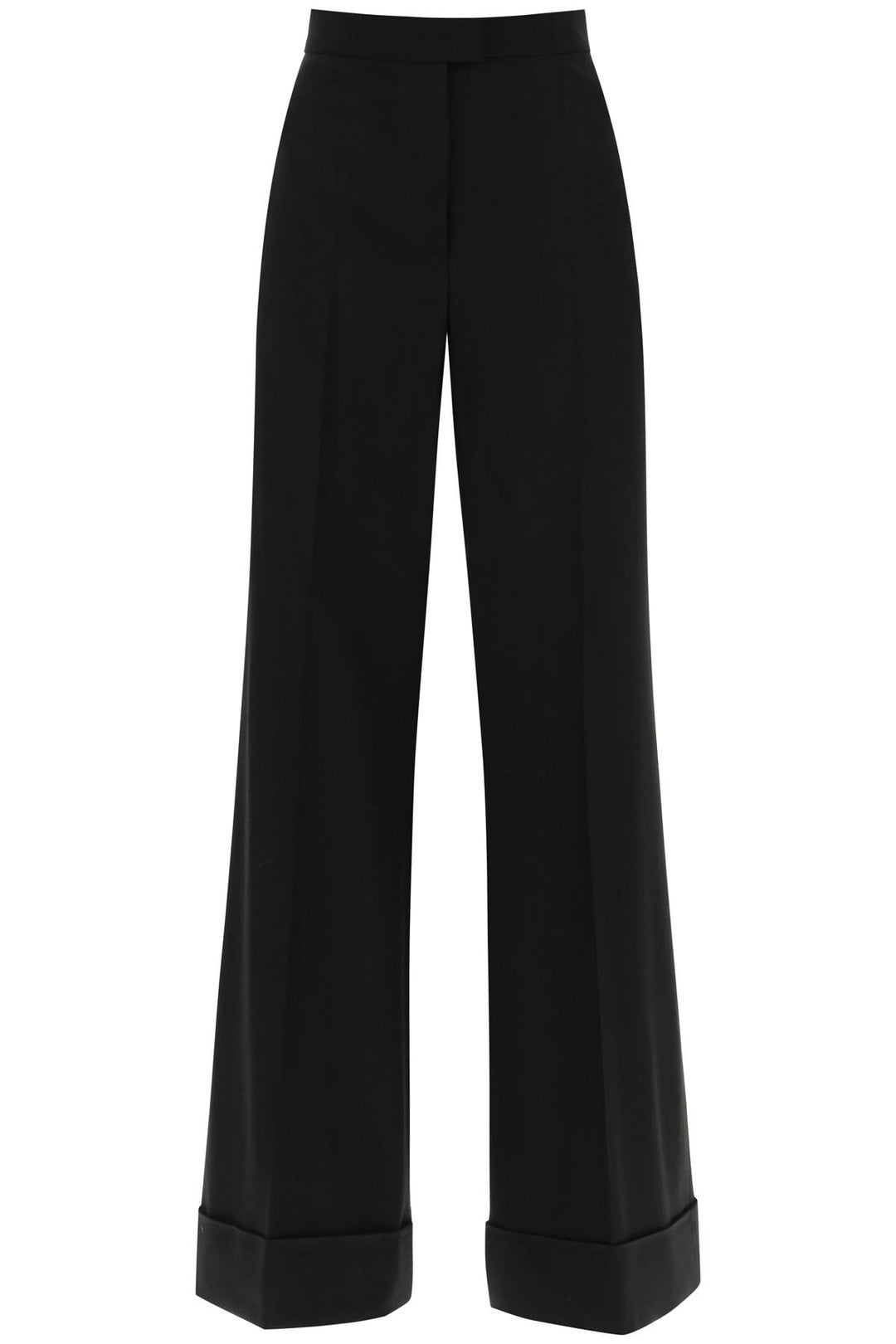 Cuffed Palazzo Trousers In Wool Gabardine - Moschino - Women