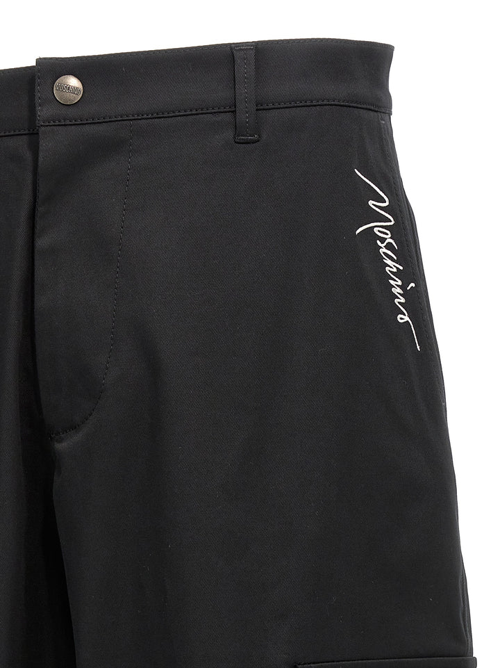 Logo Embroidery Pants Black