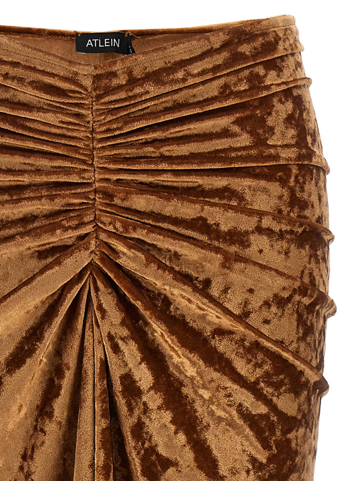 Crushed Velvet Skirts Brown