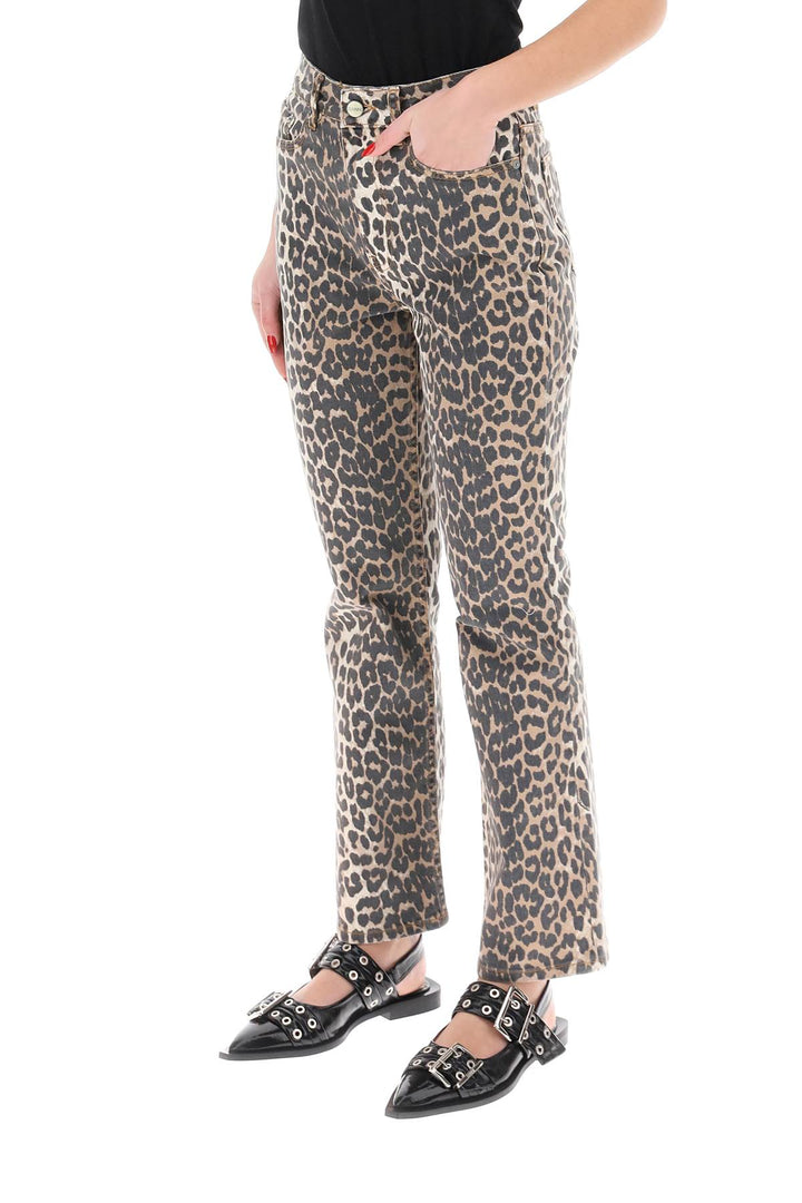 Leopard Print Denim Pants - Ganni - Women