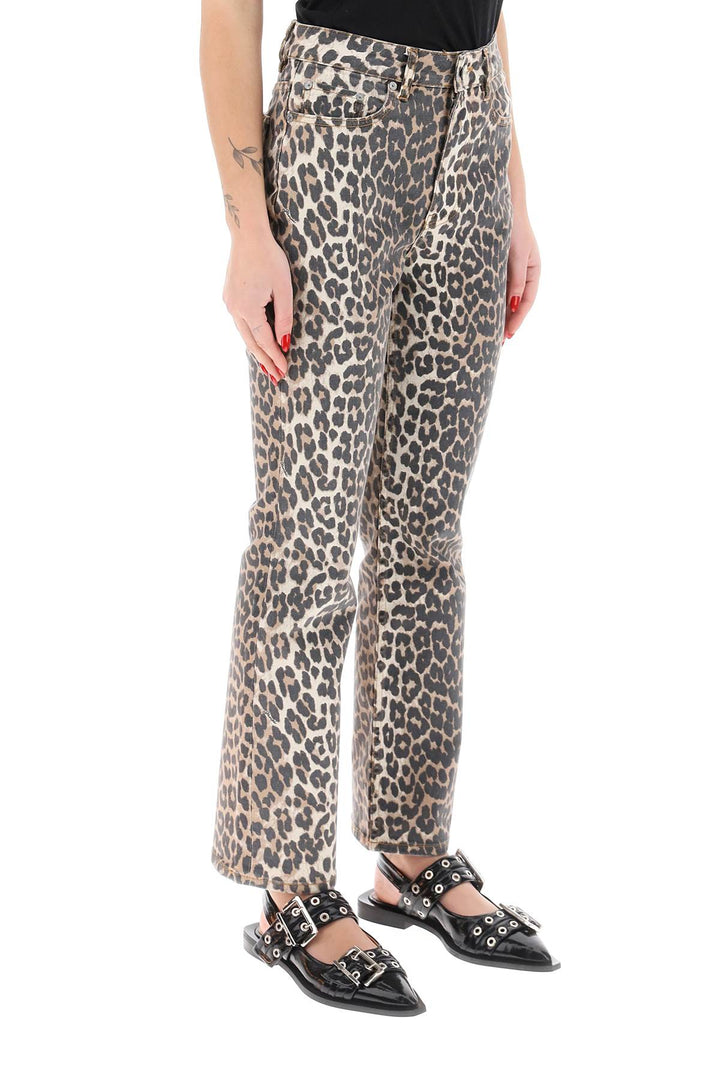 Leopard Print Denim Pants - Ganni - Women